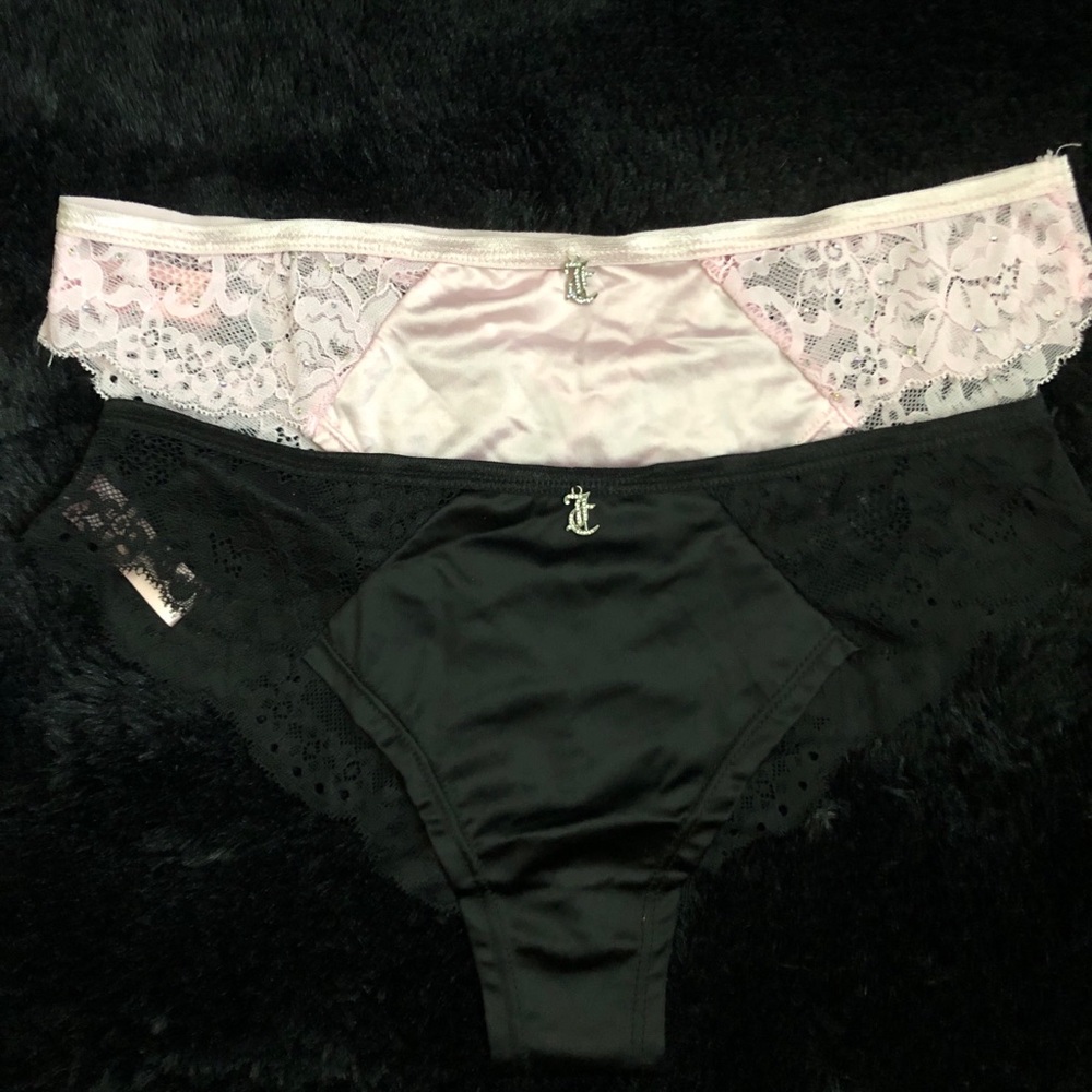 Juicy Couture Lace Trim Panty Duo - Light Pink & Black